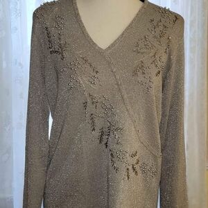 Elegant Embellished V-Neck Sweater